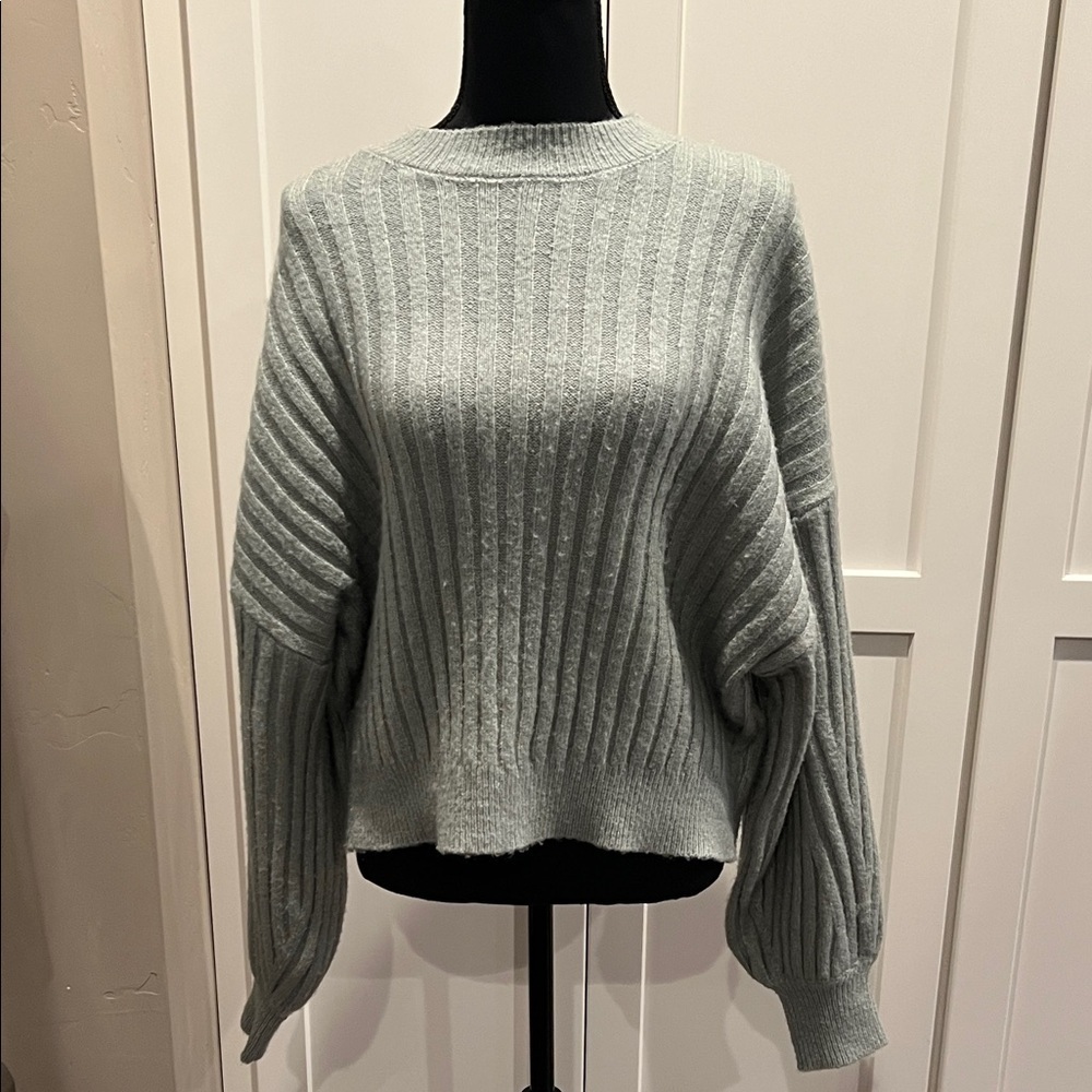 Sophie Rue Ribbed Knit Sweater in Light Green Size M